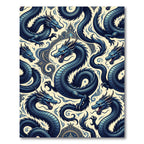 Enigmatic Blue Imperial Dragon Medallion Rug