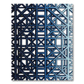 Modern Navy Blue Interlocking Geometric Lattice Rug