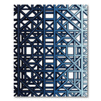 Modern Navy Blue Interlocking Geometric Lattice Rug