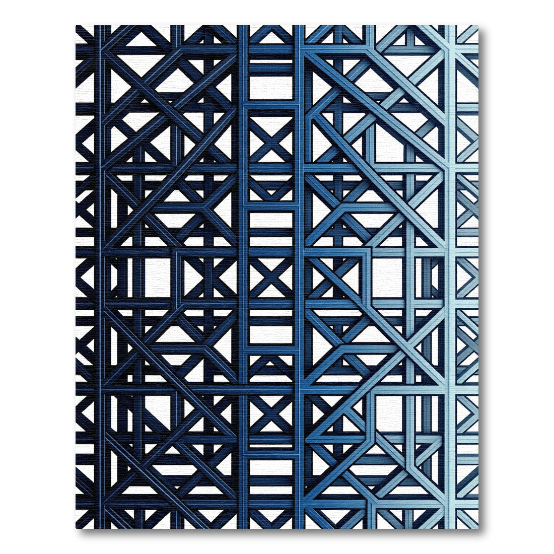 Modern Navy Blue Interlocking Geometric Lattice Rug