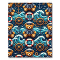 Nautical Teddy Bear Sailor Ocean Waves Rug