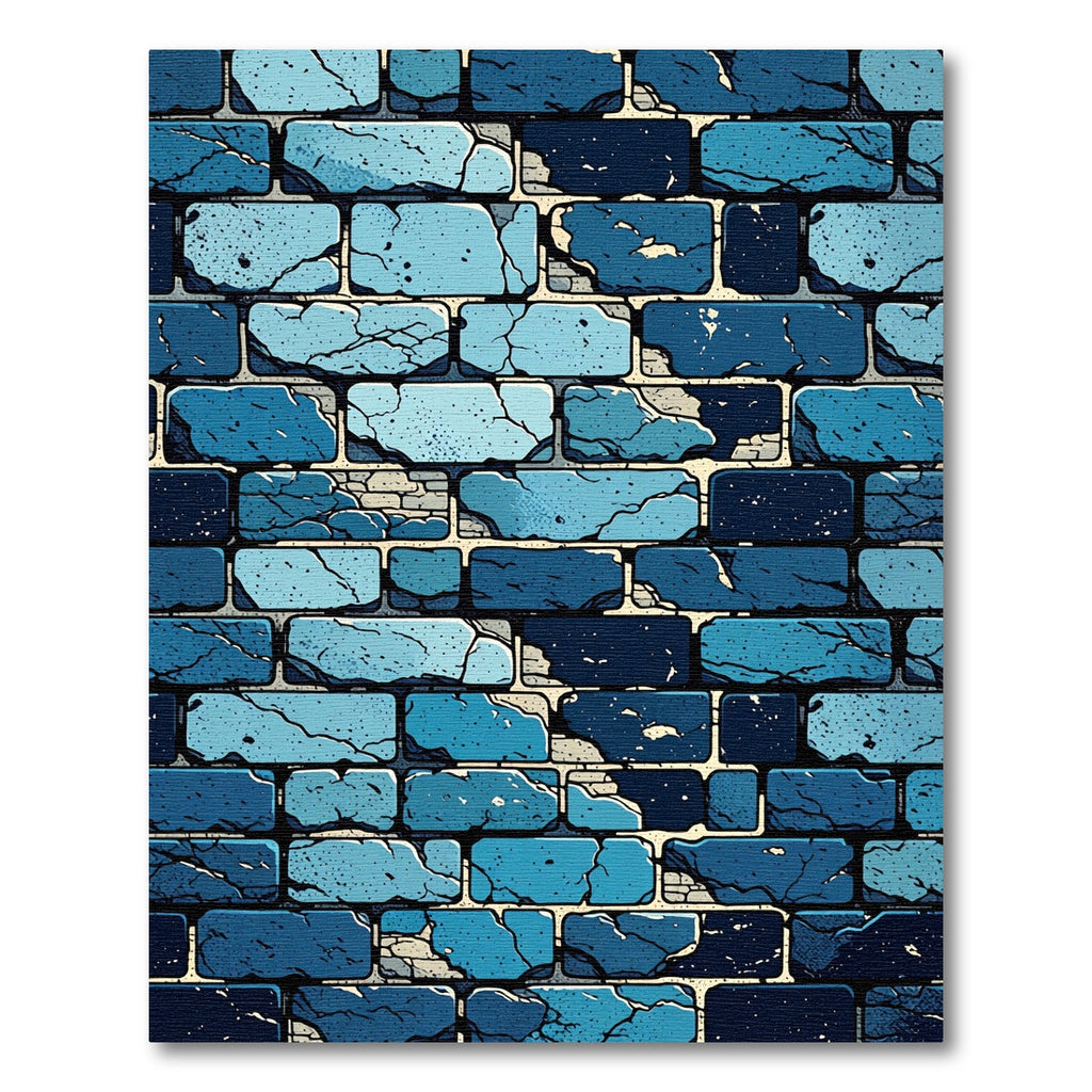 Distressed Blue Brick Wall Texture Rug