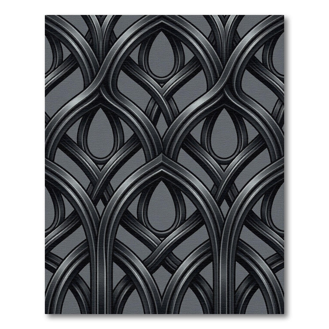 Sophisticated Charcoal Gothic Interlocking Arch Rug