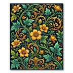 Rich Yellow Floral Vine Arabesque Rug