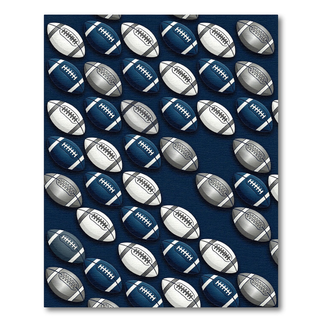 Navy White Football Grid Area Accent Rug
