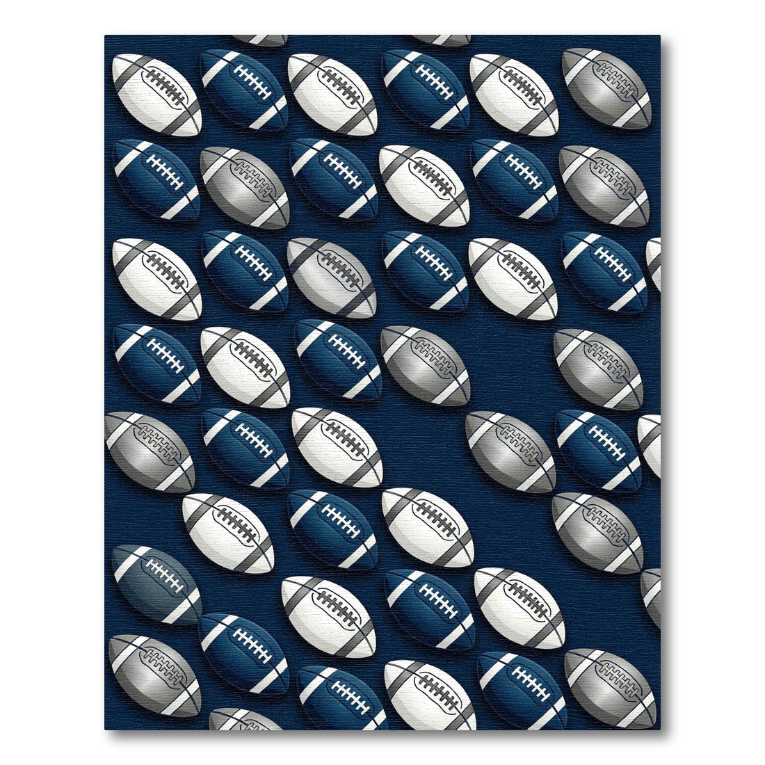 Navy White Football Grid Area Accent Rug