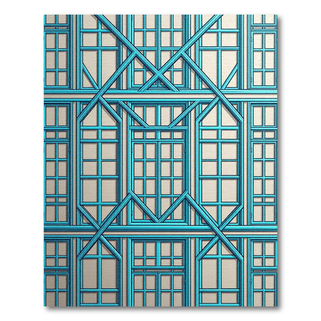 Blue Geometric Lattice Window Rug