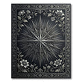 Ornate Black Starburst Floral Frame Rug
