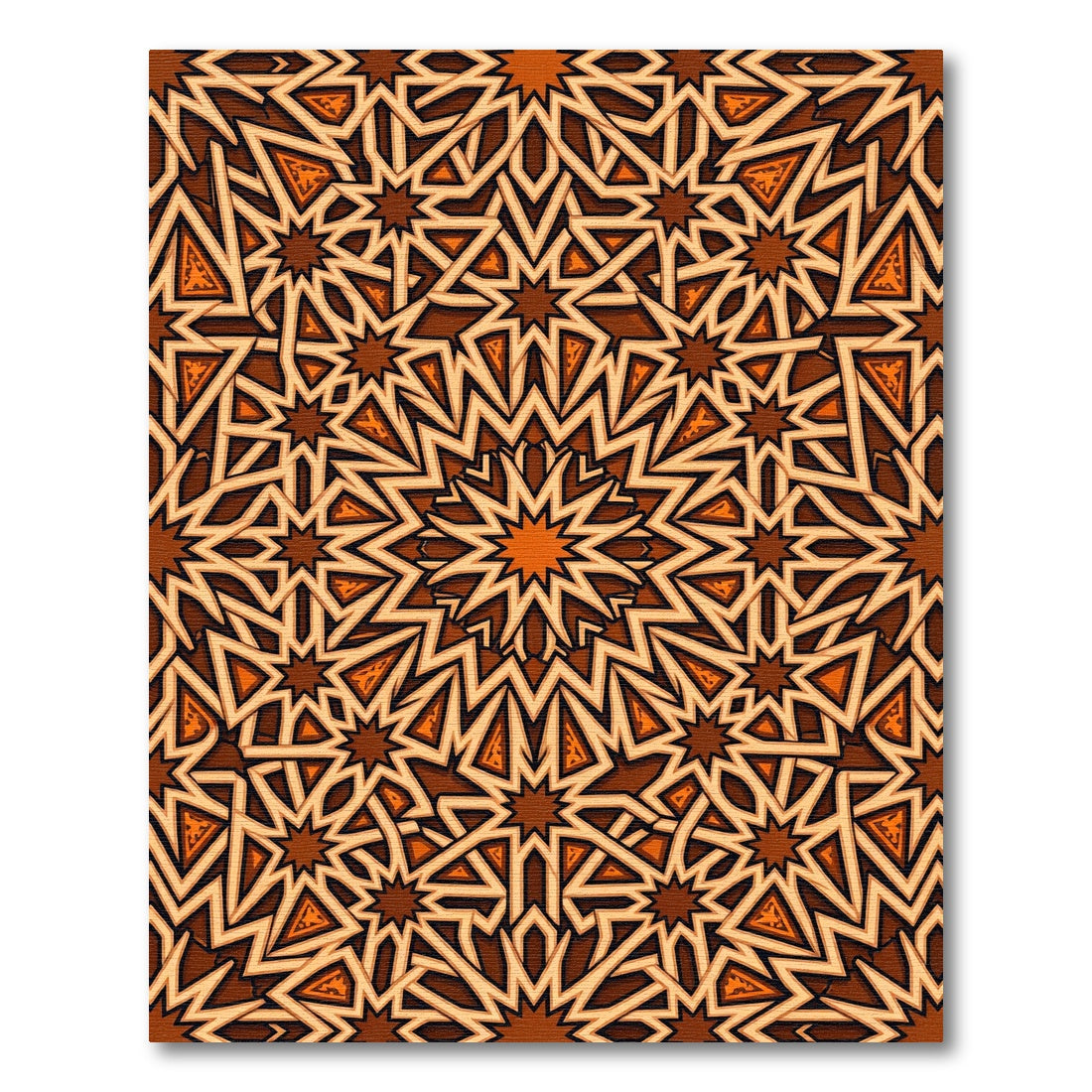 Crimson Amber Starburst Geometric Rug