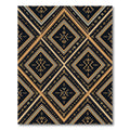 Golden Geometric Diamond Grid Black Rug