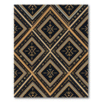 Golden Geometric Diamond Grid Black Rug