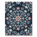 Midnight Blue Botanical Floral Medallion Rug