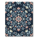 Midnight Blue Botanical Floral Medallion Rug