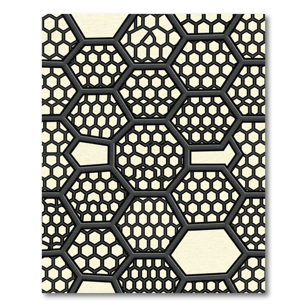 Dark Gray Hexagon Chain Grid Rug