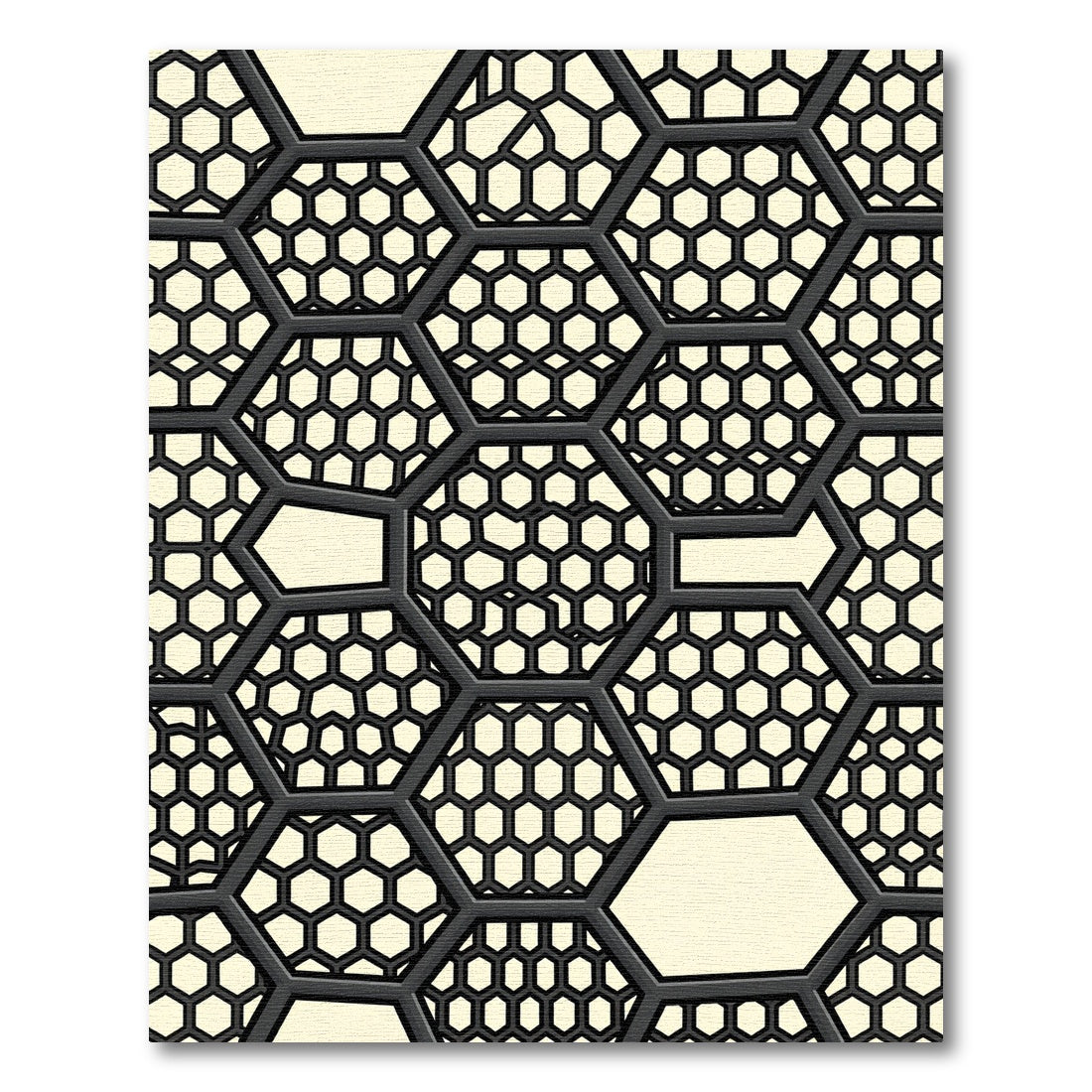 Dark Gray Hexagon Chain Grid Rug