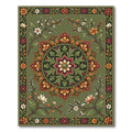 Rich Emerald Medallion Floral Branches Rug