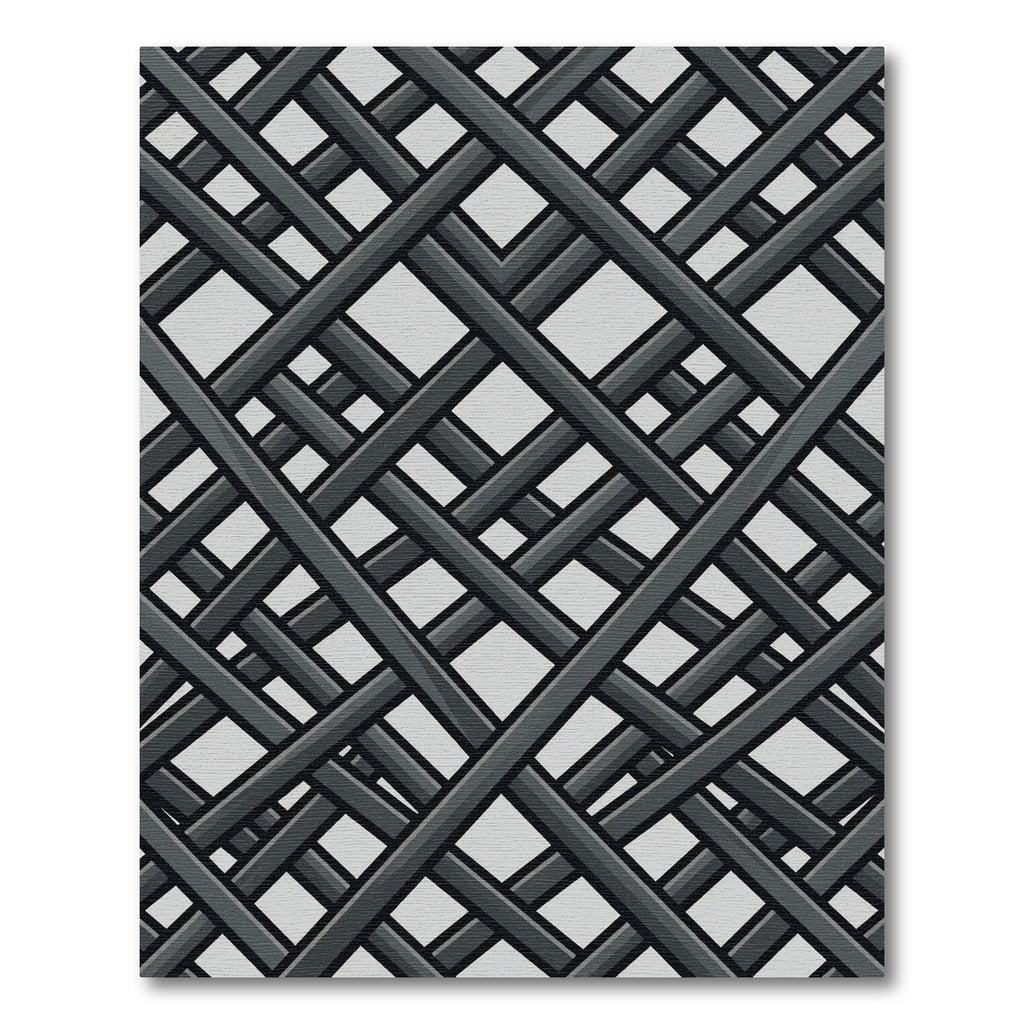 Minimalist Charcoal Gray Geometric Lattice Rug