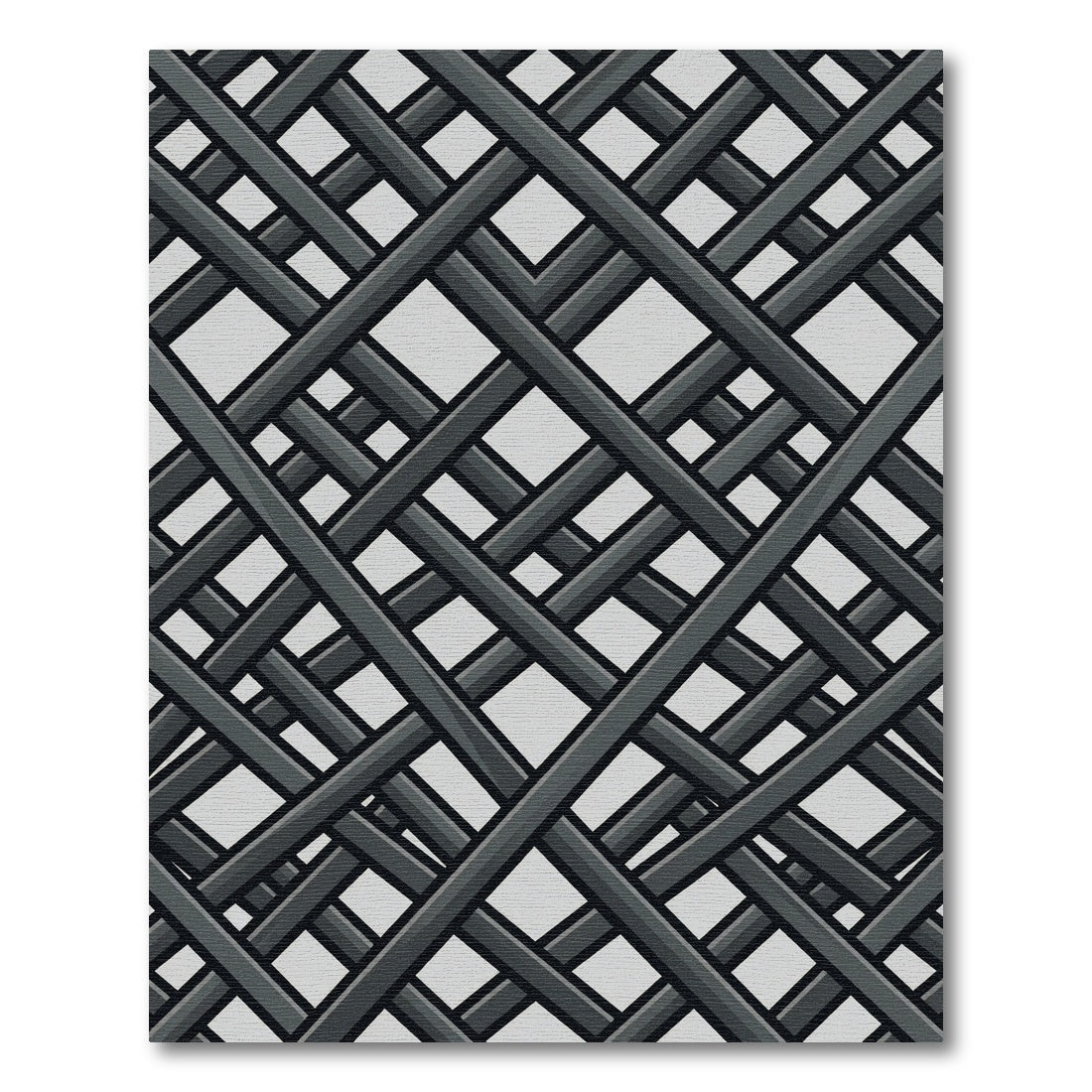 Minimalist Charcoal Gray Geometric Lattice Rug