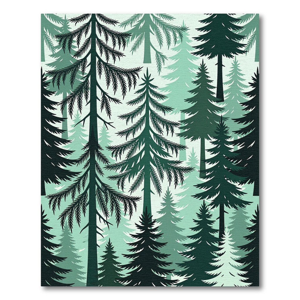 Evergreen Forest Deep Teal Trees Rug