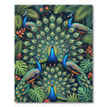 Vibrant Tropical Peacock Garden Illustration Rug