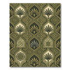 Olive Green Archway Floral Medallion Rug