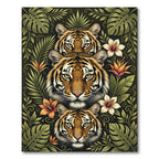 Tiger Heads Tropical Jungle Botanical Rug