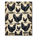 Vintage Black Chicken Farm Illustration Rug
