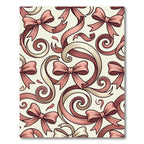 Elegant Dusty Rose Bow Ribbon Swirl Rug