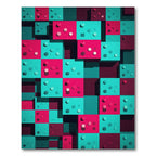 Vibrant Pink Teal Geometric 3D Block Rug
