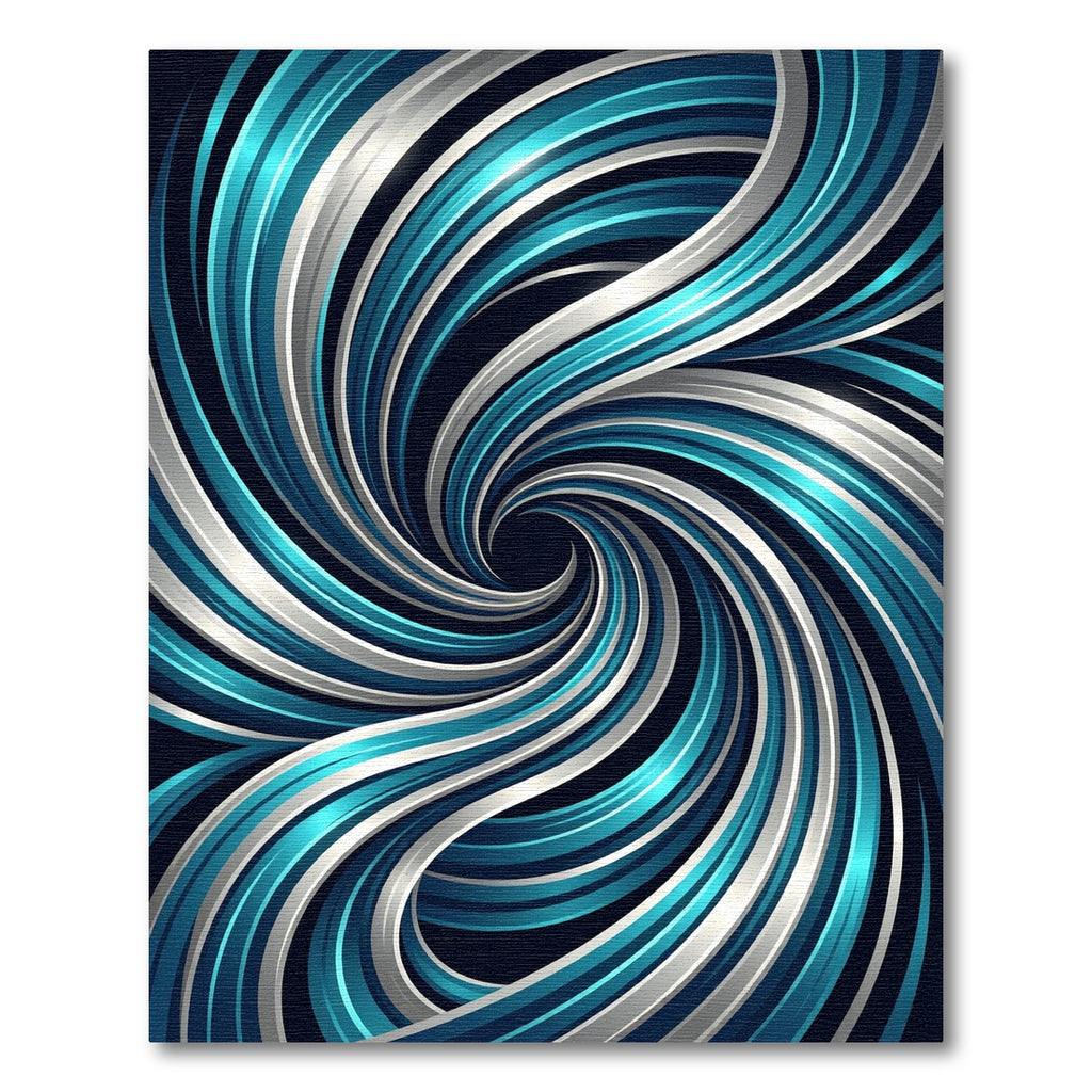 Contemporary Azure Silver Swirling Vortex Rug
