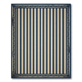 Navy Cream Vertical Stripe Border Rug