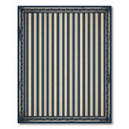 Navy Cream Vertical Stripe Border Rug