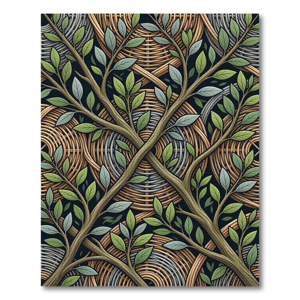 Lush Botanical Vine Woven Swirl Rug