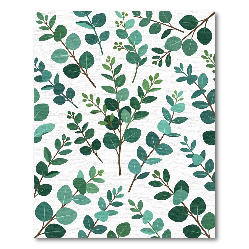 Lush Green Eucalyptus Botanical Art Rug