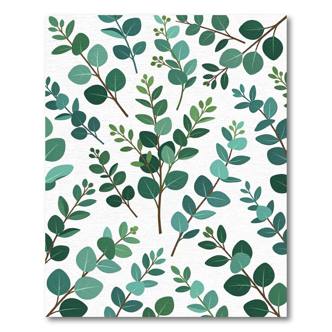 Lush Green Eucalyptus Botanical Art Rug