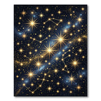 Celestial Golden Starry Night Sky Rug