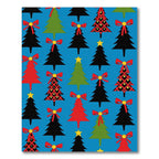 Red Green Black Festive Trees Bows Rug