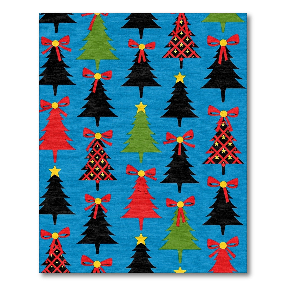 Red Green Black Festive Trees Bows Rug