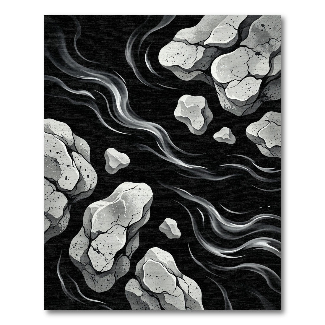 Monochromatic Stone Flow Abstract Rug