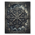 Dark Celestial Silver Lotus Medallion Rug