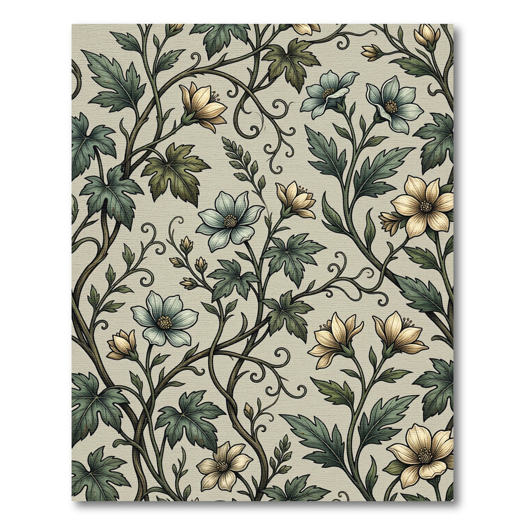 Elegance Sage Cream Botanical Floral Rug