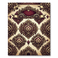 Regal Crimson Gold Damask Scrollwork Rug