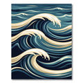 Dynamic Blue Cream Ocean Wave Rug