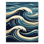 Dynamic Blue Cream Ocean Wave Rug