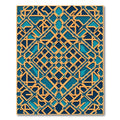 Golden Geometric Interlocking Azure Lattice Rug
