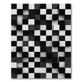 Monochromatic Black White Cubist Composition Rug