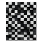 Monochromatic Black White Cubist Composition Rug