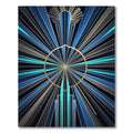 Art Deco Navy Golden Sunburst Radiance Rug