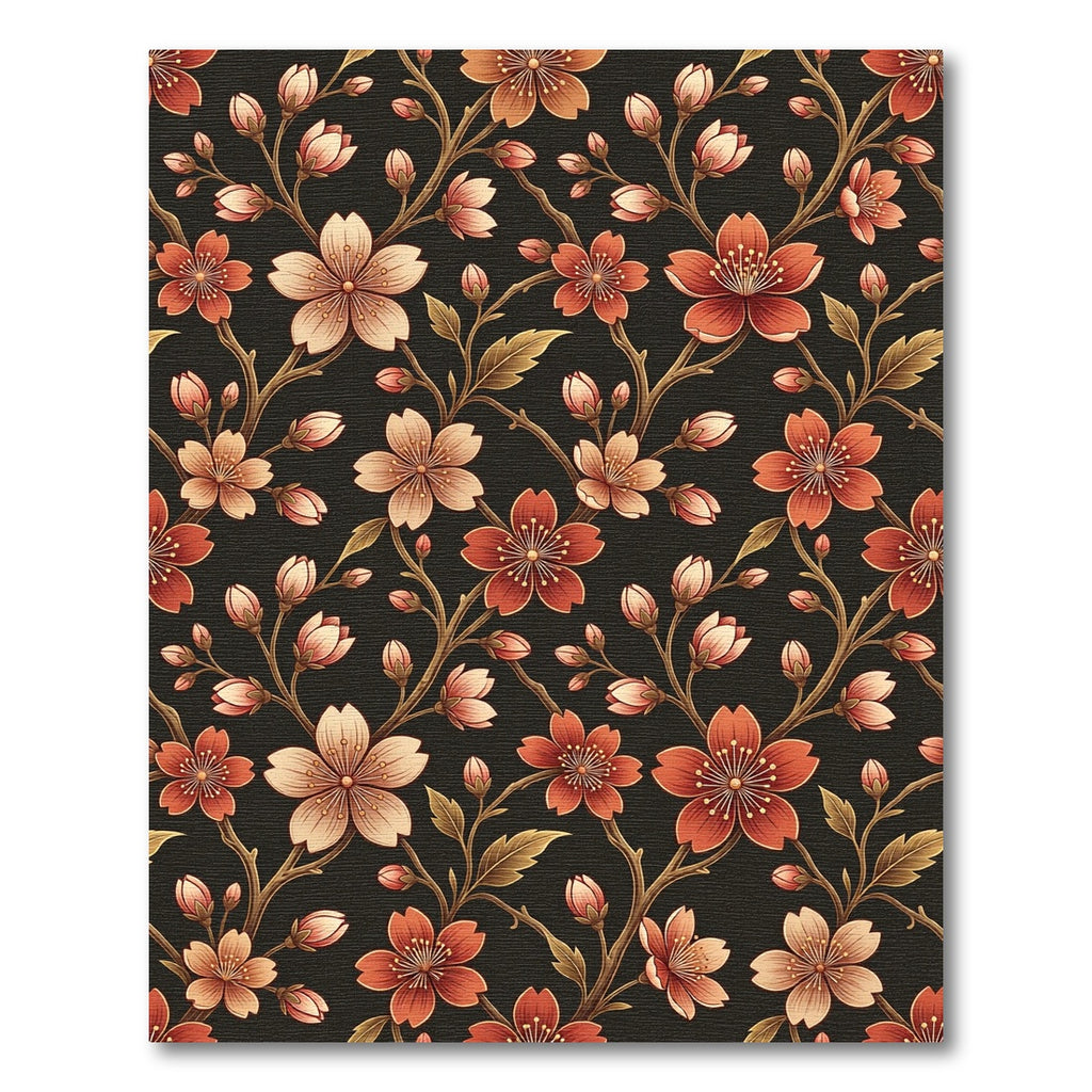 Red Coral Cherry Blossom Branches Rug
