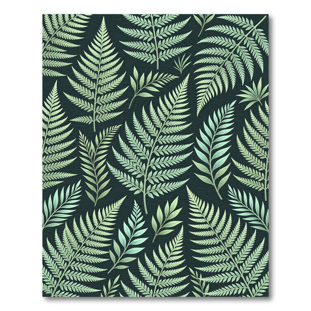 Lush Green Botanical Fern Leaf Art Rug